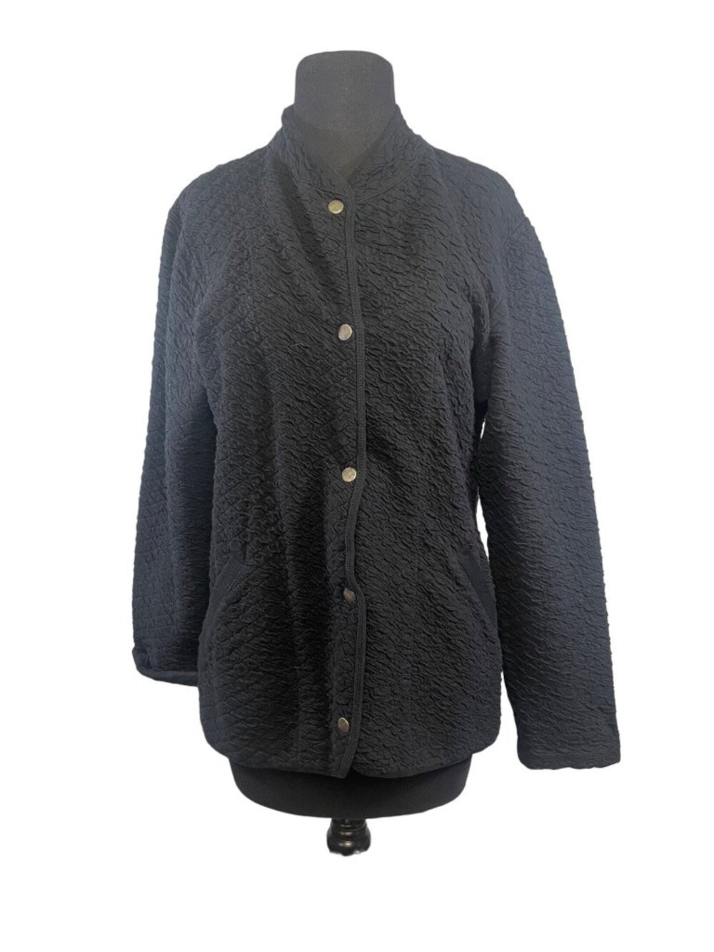 The Territory Ahead Size Small Lightweight Textured Black Snap Button Jacket